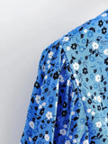 Foridol Blue Floral Print Summer Beach Dress Women Casual Holiday Short Sleeve Dress Boho Sundress Vestidos Fashion Clothes