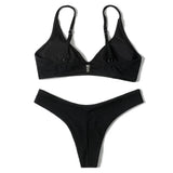 ZTVitality Black Sexy Women Swimsuit 2022 New Arrival Padded Bra Ribbed High Cut Bikini Beachwear Swimwear Brazilian Biquini S-L