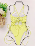 Splicing High Cut Out One Piece Swimsuit Women Tassel Swimwear Female Sexy Bathing Suit String Leopard Bikini 2025 Monokini Lady