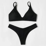 ZTVitality Black Sexy Women Swimsuit 2022 New Arrival Padded Bra Ribbed High Cut Bikini Beachwear Swimwear Brazilian Biquini S-L