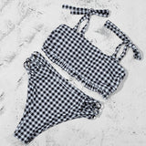 ZTVitality Blue Plaid Bikinis Push Up Bikini 2020 Newest Padded Bandage Swimsuit High Waist Cross Hollow Out Sexy Swimwear Women