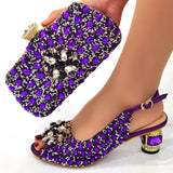 Doershow beautiful Italian Shoes And Bag Sets For Evening Party With Stones Italian Leather Handbags Match Bags! 1-1