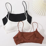 Women Low Back Crop Top Push Up Bras Seamless Underwear Thin Strap Camisole Sexy Lingerie Female Backless Bralette Tanks Top