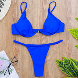 Sexy Push Up Underwired V-bar Bikini Women Swimsuit Female Swimwear Two-pieces Bikini set Micro Thong Bathing Suit Swim Lady