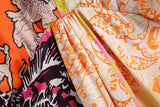 Foridol Paisley Print Batwing Sleeve Kimono Maxi Long Dress Floral Print Half Sleeve Boho Autumn Dress Orange Belt Slit Dress