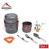 Widesea Camping Cookware Set Portable Pot Stove Knife Fork Cup