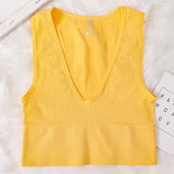 Deep V-Neck Crop Top 18 Colors Slim Fit Tank Stretchy Sleeveless Crop Vest Casual Ribbed Knit Top Low Cut Summer Camisole M-XL
