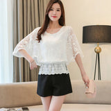 Summer Loose Lace Blouse Women 2025 Butterfly Sleeve Chiffon Shirt Woman Fashion Casual Floral White Shirt Tops Blusas 4073