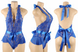 Backless Bodysuit Womens One Piece Floral Lace Bodysuit 5XL XXXL Halter V Neck Teddy Lingerie See Through Negligee Babydoll