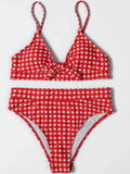 ZTVitality Bow Plaid Bikinis Push Up Sexy Bikini 2021 Hot Sale Straps Padded High Waist Swimsuit Retro Swimwear Women Biquini
