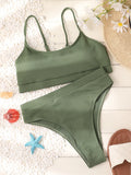 Sexy Solid Yellow Bikini 2026 Mujer High Cut Pleate Women's Swimsuit Separate Beach Bathing Suit High Waist Swimwear Biquini New