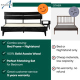 [Buy 1 Get 1] Aurora Solid Wood Bed Frame & Nightstand