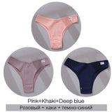 3Pcs/Set Women Cotton Panties Sexy V Waist Briefs T-Back Brazilian Underpants Female M-XL Underwear Girls Breathable Intimates