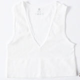 Deep V-Neck Crop Top 18 Colors Slim Fit Tank Stretchy Sleeveless Crop Vest Casual Ribbed Knit Top Low Cut Summer Camisole M-XL