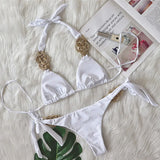 New Patchwork Halter Knitted Bikini Women Swimwear Female Swimsuit Two-pieces Bikini set Brazilian Bather Bathing Suit Swim Lady
