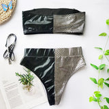 2026 Snake Printed Bandeau Bikini High Waist Swimsuit Women Vintage Swimwear Female Waist Belt Bikini Set Push Up Bathing Suit