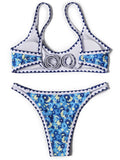 ZTVitality Swimwear Women 2025 New Arrival Print Whip Stitch Sexy Bikini Padded Bra Mid Waist Bandgae Swimsuit Brazilian Biquini