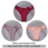 3Pcs/Set Women Cotton Panties Sexy V Waist Briefs T-Back Brazilian Underpants Female M-XL Underwear Girls Breathable Intimates