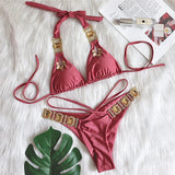 Halter Jewelled Diamond Bikini Women Swimsuit Female Triangle Swimwear Two piece Bikini set Brazilian Bather Bathing Suit Swim