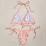Halter String Ruffled Frilled Bikini 2026 Women Swimsuit Female Swimwear Two Pieces Bikini Set Padded Bather Bathing Suit Swim