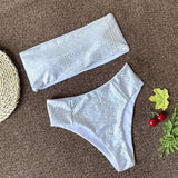 Snake Printed Female Bandeau Swimsuit High Waist Bikini 2025 Women Swimwear Bikini Set Wave Striped Bathing Suit Swim Beachwear