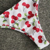 Cherry Print Off Shoulder Bikini 2025 High Cut Swimsuit Women Female Brazilian Swimwear Two pieces Bikini set Bathing Suit Swim