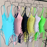 Splicing High Cut Out One Piece Swimsuit Women Tassel Swimwear Female Sexy Bathing Suit String Leopard Bikini 2025 Monokini Lady