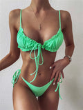 Sexy Ruffle Frilled Micro Thong Bikini 2025 Women Swimwear Female Swimsuit Two-pieces Bikini set String Bather Bathing Suit Swim