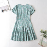 Foridol Blue Floral Print Summer Beach Dress Women Casual Holiday Short Sleeve Dress Boho Sundress Vestidos Fashion Clothes