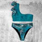 ZTVitality Ruffles One Shoulder Sexy Bikinis 2025 New Arrival Padded Leaves Swimsuit High Waist Swimwear Women Brazilian Bikini