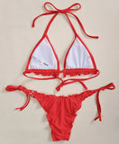 Halter String Ruffled Frilled Bikini 2026 Women Swimsuit Female Swimwear Two Pieces Bikini Set Padded Bather Bathing Suit Swim