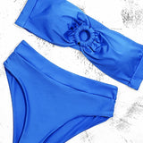 ZTVitality Strapless Ring Blue Bikinis Sexy Bikini 2025 New Arrival Padded Bra High Waist Swimsuit Backless Lace Swimwear Women