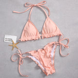 Halter String Ruffled Frilled Bikini 2026 Women Swimsuit Female Swimwear Two Pieces Bikini Set Padded Bather Bathing Suit Swim