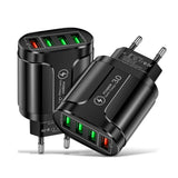 EU US Plug 4 USB 45W USB Charger Fast Charge QC 3.0 Wall Charging For iPhone 12 11 Samsung Xiaomi Mobile 4 Ports Adapter Travel