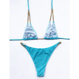 Sexy Halter Metal Chains Brazilian Bikini 2025 Women Swimsuit Female Swimwear Two Pieces Bikini Set Bathing Suit Swim Beach Wear