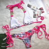 2025 Snake Print Halter Crystal Diamond Bikini Women Swimsuit Female Swimwear Two pieces Bikini set Bather Bathing Suit Swim
