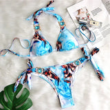 Sexy Leopard Crystal Diamond Bikini 2025 Women Swimsuit Female Halter Swimwear Two Pieces Bikini set Brazilian Bathing Suit Swim