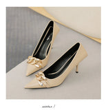 Women Pumps Luxury Female High Heels Metal Pointed Toe Professional Dress Party Ladies Office Shoe 2021Summer Fashion Large Size