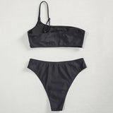 New One shoulder Bikini 2025 Female Swimsuit Women Swimwear Three-pieces Bikini set Mesh Long Skirt Beach wear Bathing Suit Swim