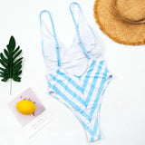 2025 Sexy Backless Striped Women Swimwear One Piece Swimsuit Female monokini High cut Trikini V Neck Bathing Suit Swim Bodysuit
