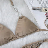 Sexy Halter Diamond Bikini Women Swimsuit Female Metal Chains Swimwear Two Pieces Bikini set Brazilian Bather Bathing Suit Swim