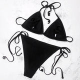 ZTVitality Black Bikinis Push Up Bikini 2020 Hot Sale Halter Padded Bra Bandage Swimsuit Low Waist Backless Sexy Swimwear Women