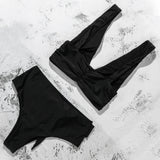 ZTVitality Solid Fold Push Up Bikini 2025 Black Padded Bandage Bikinis High Waist Swimsuit Swimwear Women Sexy Brazilian Biquini