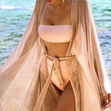 2025 Shiny Sparkling High Waist Bikini Women Bandeau Swimsuit Female Swimwear Two Pieces Bikini set High cut Bathing Suit Swim