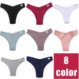 3Pcs/Set Women Cotton Panties Sexy V Waist Briefs T-Back Brazilian Underpants Female M-XL Underwear Girls Breathable Intimates
