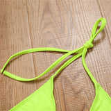 Halter Neon Green Brazilian Thong Bikini 2026 Female Swimsuit Women Swimwear Two Pieces Bikini Set High Cut Bathing Suit Swim