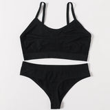 Women Buttery Soft Bra And Panties Set Push-Up Unlined Brassiere Breathable Ribbed Underwear Stretchy Crop Top Sexy Lingerie Set