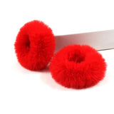 2Pcs Winter Warm Soft Hair Scrunchies Faux Fur Hair Rope Women Girl Ponytail Holder Elastic Hair Band Fluffy Hair Tie Accessory