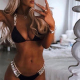 2026 Halter Shiny Crystal Diamond Bikini Women Swimsuit Female Swimwear Rhinestone Bikini Set Rhinestone Brazilian Bathing Suit