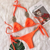 New Patchwork Halter Knitted Bikini Women Swimwear Female Swimsuit Two-pieces Bikini set Brazilian Bather Bathing Suit Swim Lady
